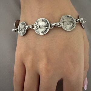 Vintage Style 925 sterling silver Silver Coin made in france Bracelet
